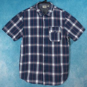 VANS Plaid Short Sleeve Button Up Men's Shirt, Blue, Size Small